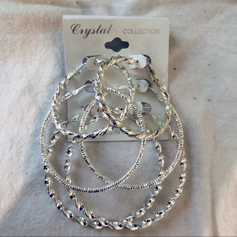 Silver Pair Multi size Hoop Earrings